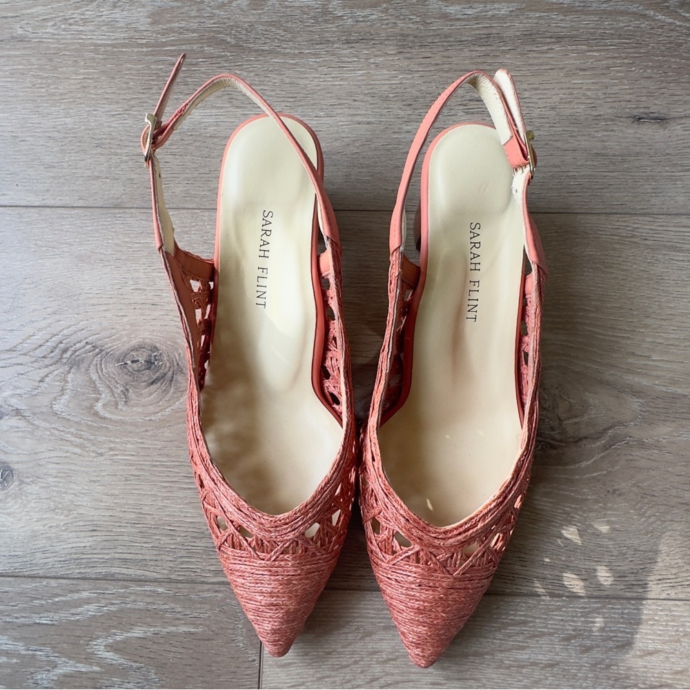 Sarah Flint Coral Woven Slingback Pumps - Picture 6 of 16